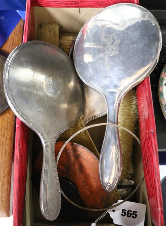 A group of dressing table brushes etc.